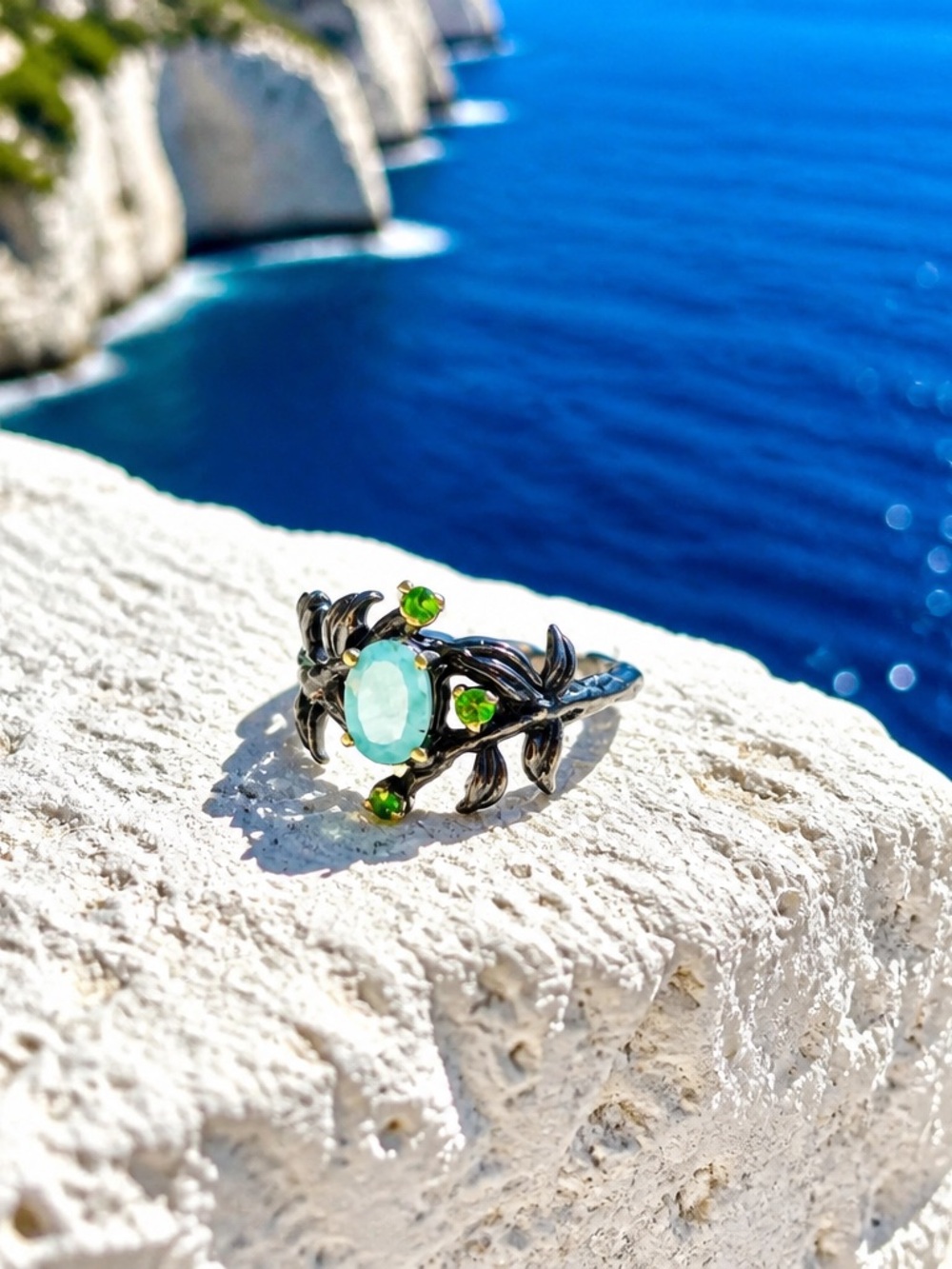 Genuine Emerald & 925 Sterling Silver Ring